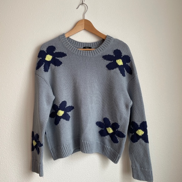 Rails Blue Floral Crew Neck Sweater - Picture 5 of 7